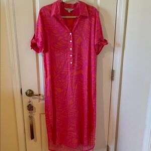 La Mer Luxe Pink Tropical Print Midi Dress